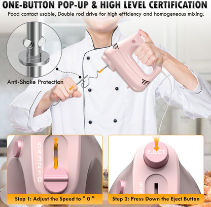 💕🧁 Teen Baker's Cordless Egg Beater with Storage 🎀