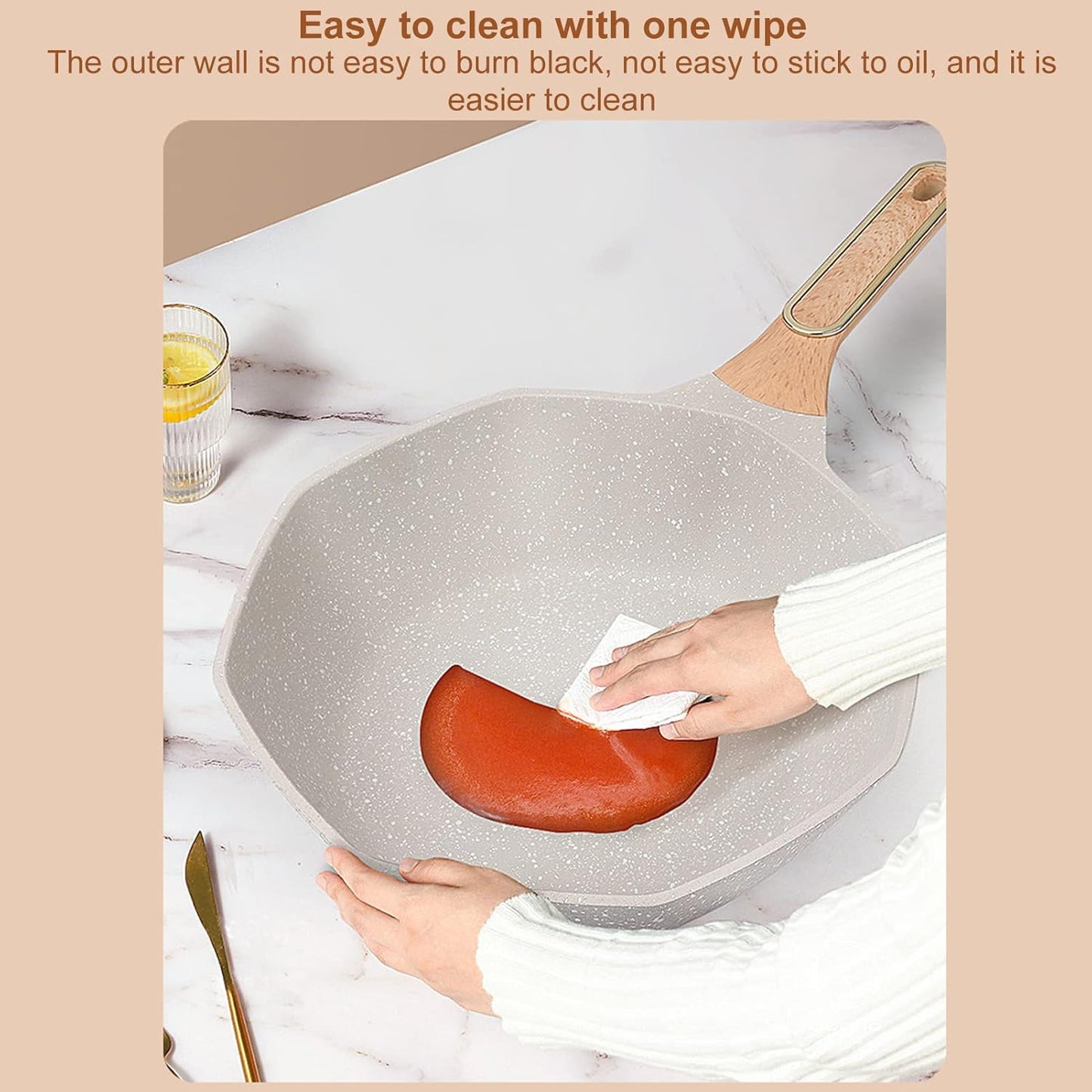 🔥🍳 Octagonal Mini Cannon 32cm Non-stick Wok with Lid ✨🏠
