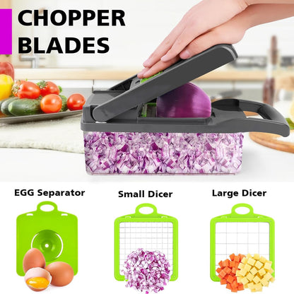 🔪🥗 One-Press Chop · Multifunctional Vegetable Chopper 🧄📦