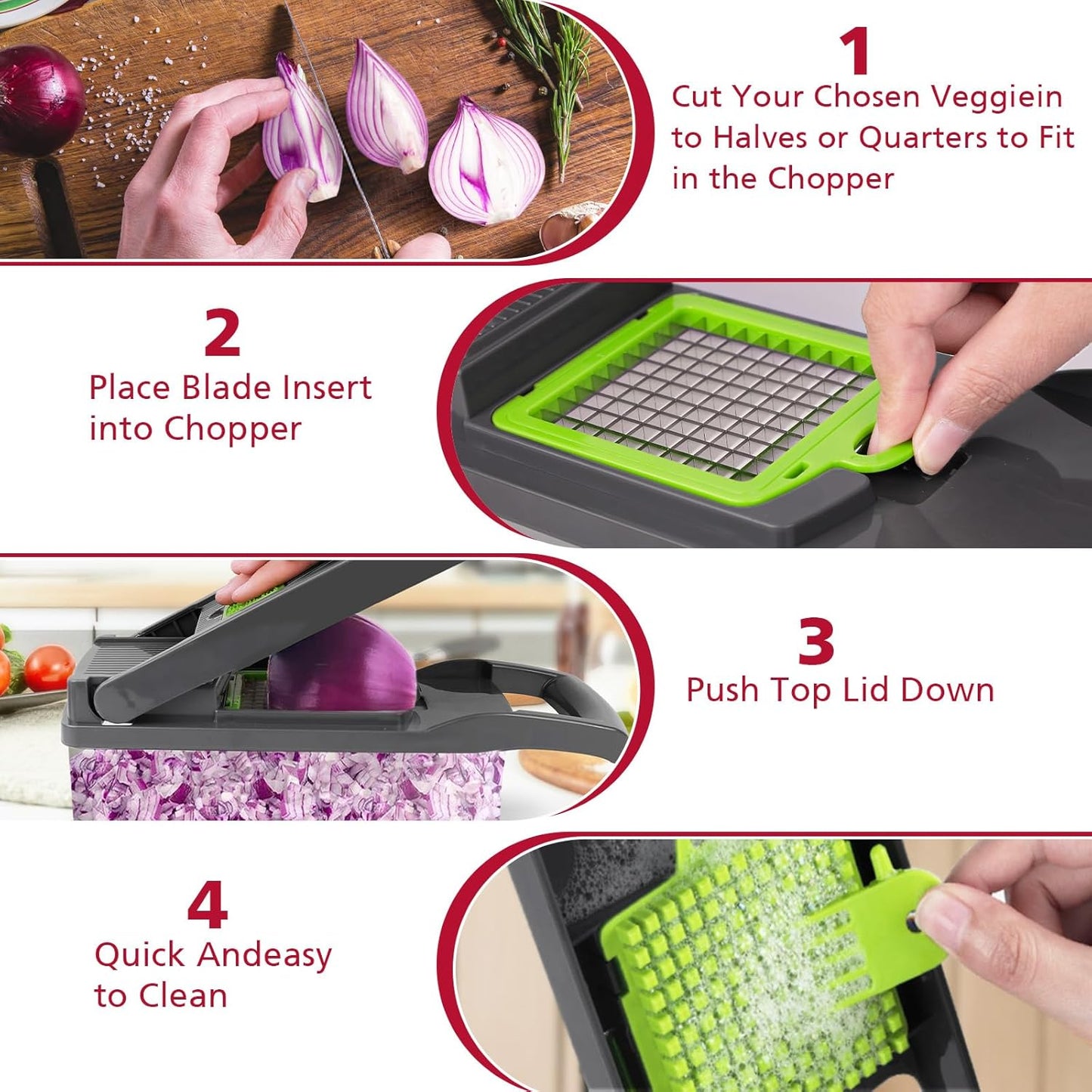 🔪🥗 One-Press Chop · Multifunctional Vegetable Chopper 🧄📦