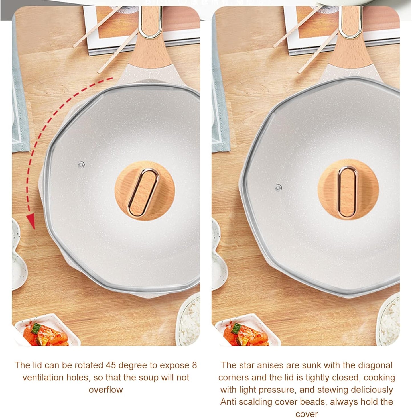 🔥🍳 Octagonal Mini Cannon 32cm Non-stick Wok with Lid ✨🏠