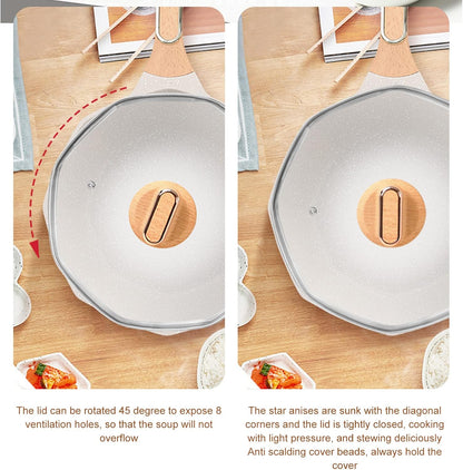 🔥🍳 Octagonal Mini Cannon 32cm Non-stick Wok with Lid ✨🏠